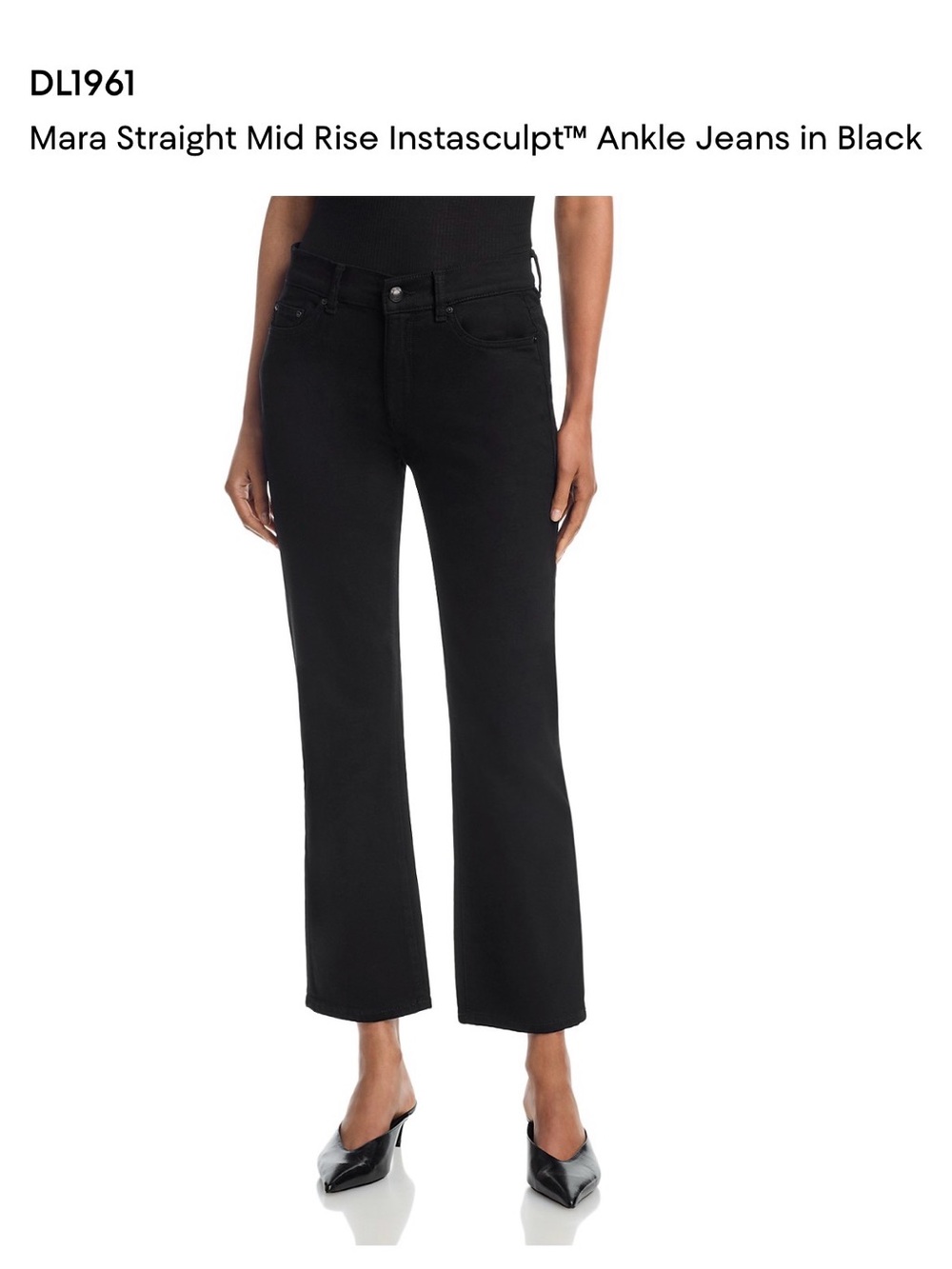 DL1961 Mara Straight Mid Rise Instasculpt™ Ankle Jeans in Black